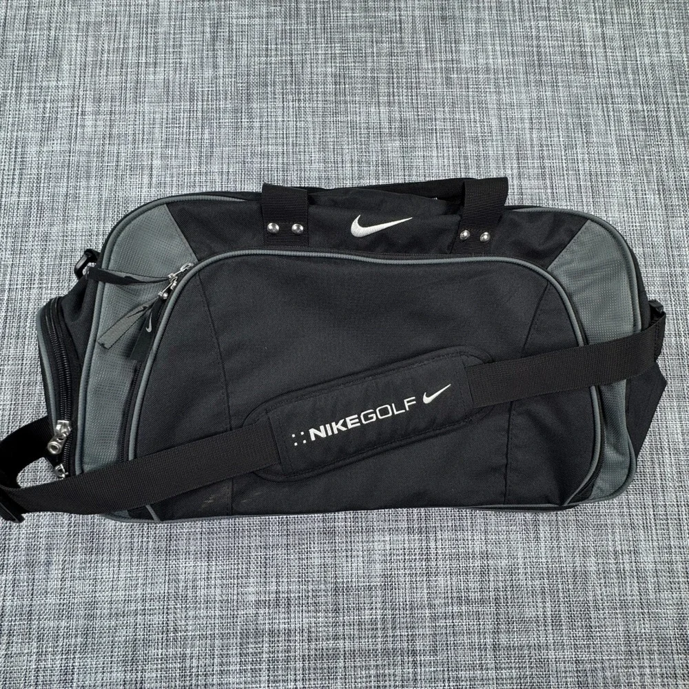 Nike Golf Duffel Bag Gym Travel Weekender Shoe Compartment Black Grey Large
